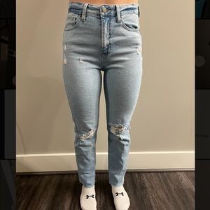 Just Black High Waisted Distressed Raw Cut Jeans